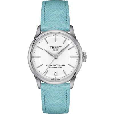 Afbeelding van Tissot T Classic Chemin des Tourelles Powermatic 80 T1392071601100 Horloge Leer Blauw Ø 34 mm