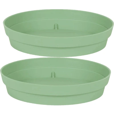 Afbeelding van 2x stuks bloempot kunststof onderschalen Toscane groen D23 cm Plantenpotten