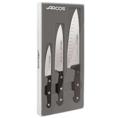 Afbeelding van ARCOS Messenset met 3 basic keukenmessen, set roestvrijstalen lemmet en handvat van polyeximethyleen, vaatwasmachinebestendig, universele serie, zwart