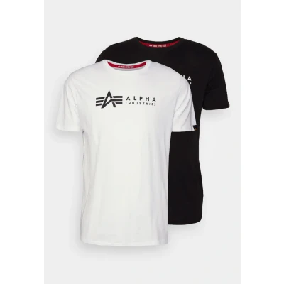 Afbeelding van Alpha Industries Label 2 PACK Tshirt print, Heren, Maat: Small, Black/white