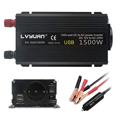 Afbeelding van Cantonape Power Inverter 750W / 1500W Peak DC 12V naar AC 230V 240V auto Converter met 2 USB &amp; EU stopcontacten Sigarettenaanstekeradapter in krokodilklem