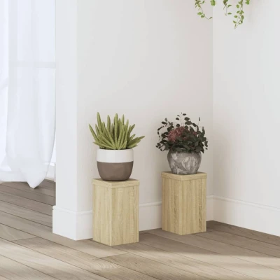 Afbeelding van Plantenstandaards 2 st 10x10x18 cm bewerkt hout sonoma eiken