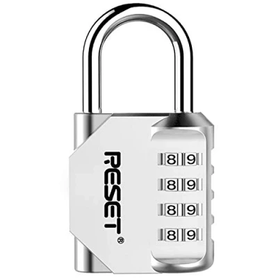 Afbeelding van RESET 060 4 Cijferig Combinatieslot, Buiten en Binnenslot, Zilver Geschikt voor School, Sportschool, Sportkluisjes, Hekken, Gereedschapskisten, Poorten, Koffers, Haspels