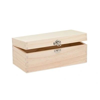 Afbeelding van Glorex GmbH 6 1682 002 Houten doosje van dennenhout, rechthoekig, met sluiting, ca. 23 x 11 9 cm groot, FSC Mix, om te beschilderen, beplakken of versieren het brandijzer