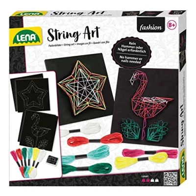 Afbeelding van String Art Flamingo &amp; Star Tekenkunst