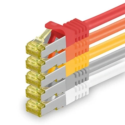 Afbeelding van Cat.7 Ethernet Cable Gigabit LAN Netwerkkabel RJ45 2m 5 kleuren stuks Cat7 Kabel netwerk ruwe 10 Gb s SFTP PIMF LSZH set Patchkabel met Rj 45 connector Cat.6a