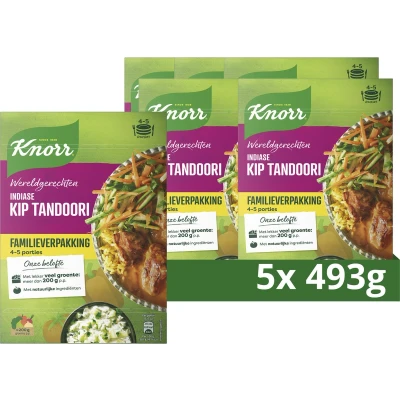 Afbeelding van Knorr Wereldgerechten Indiase Kip Tandoori XXL Maaltijdpakket 5 x 493 g Voordeelverpakking
