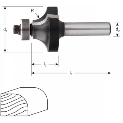 Afbeelding van Rotec HM Afrondprofielfrees S=8,0 D=31,7 R=9,5 met geleidelager 2700432