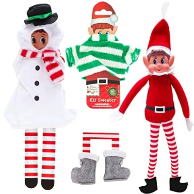 Afbeelding van Elves Behavin Badly Bundel Jongen Elf met Sneeuwman Outfit, Trui en Booties Naughty Kostuums &amp; Accessoires