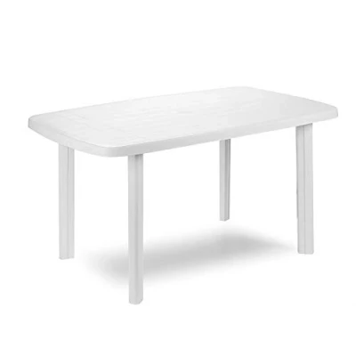 Afbeelding van Tomiglio tuintafel van kunststof, rechthoekig, met afneembare poten, 138 x 87 72 cm, wit