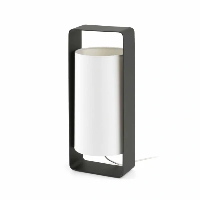 Afbeelding van Faro Lighting Lula 1 Light Grote Tafellamp Wit, Zwart met Witte Kap, E27