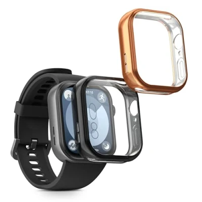 Afbeelding van kwmobile 2x hoes geschikt voor Huawei Watch Fit 3 Hoesje Cover van silicone activity tracker In zwart / roségoud