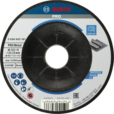 Afbeelding van Bosch Accessories 1x Slijpschijf Gebogen Standard for Metal (voor metaal, Ø 115 x 6 mm, Accessoires Haakse Slijper)