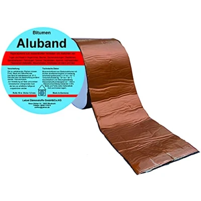 Afbeelding van Bitumen Aluband reparatietape afdichtband kleur koper 50 mm rol 10 meter. Made in Germany.