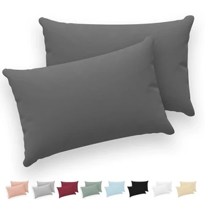 Afbeelding van Twinzen® Kussensloop 40x70 (Set van 2) 100% Katoen Jersey 150 GSM Antraciet Kussenhoes met ritssluiting Oeko Tex gecertificeerd