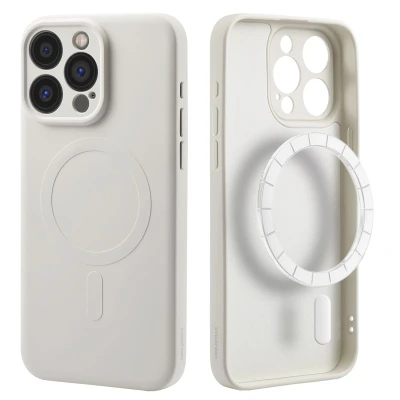 Afbeelding van Apple iPhone 15 Pro Max MagSafe Hoesje Siliconen en TPU (zacht) iMoshion Softcase/Backcover Beige Telefoonhoesje