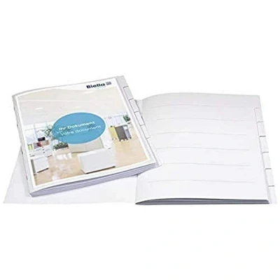 Afbeelding van Biella Premium Orga File #1 map voor DIN A4 met 6 vakken kijkvak boven en zijkant open wit ideaal kantoor mobiele organisatie, SWISS MADE