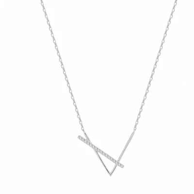Afbeelding van Ketting zilver driehoek zirkonia Charme Bijoux
