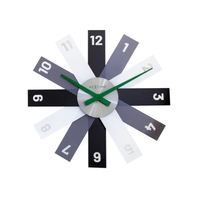 Afbeelding van Nextime Ne 3285Zw Design Wandklok 40Cm Stille Klok Zwart Acryl &quot;Plexi&quot;