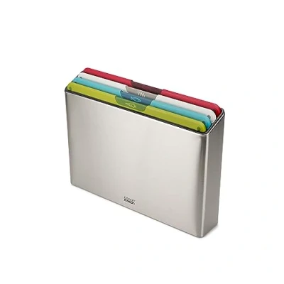Afbeelding van Joseph Folio Icon 4 Snijplanken in Stalen Houder Roestvast Staal Zilver