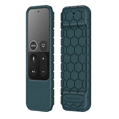 Afbeelding van Fintie afstandsbediening hoes voor Apple TV 4K 5e en 4e generatie Siri [bijenstokserie] Lichte anti slip stootvaste siliconen beschermhoes Slim Case Cover, Middernacht Blauw