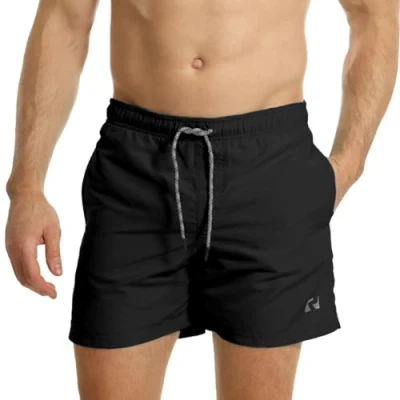 Afbeelding van Ript Essentials Heren Quick Dry UV 50 Zonwering Perzik Finish Zwembroek Trunks, 767 Zwart, Medium, M