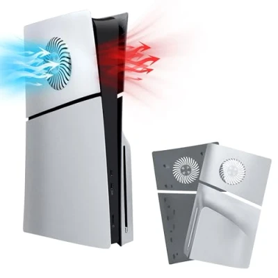 Afbeelding van Mcbazel PS5 Slim Disc Faceplate Replacement Hard Side Panel Plate Durable ABS Protective Cover with Cooling Vent Accessories for Playstation 5 Edition silver