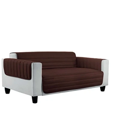 Afbeelding van ELEGANT gewatteerde bankhoes Doubleface, Bruin/crème 1 plaats, 100% microfiber