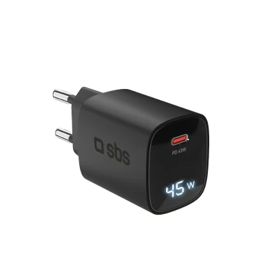 Afbeelding van SBS PD reislader 45W USB C LCD scherm GaN Zwart (45 W), lader,