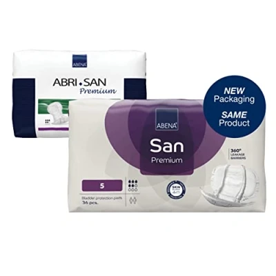 Afbeelding van ABENA San 5, 144x Inlegger, te Dragen in aansluitend Ondergoed Voor Lichte tot Matige Urineverlies Absorptie 1200 ml, purper