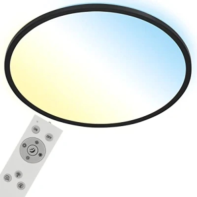 Afbeelding van BRILONER LED plafondlamp CCT, tegenlicht, ultra plat, dimbaar, afstandsbediening, warm wit, neutraal koel 480x30mm