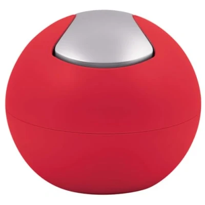 Afbeelding van Spirella Afvalemmer voor badkamer, cosmetica container, 1 liter, glanzende of matte afwerking, afvalcontainer met draaibaar deksel, tafelafvalemmer, mat rood