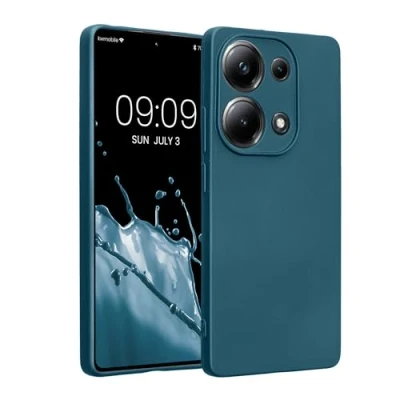 Afbeelding van kwmobile Metallic telefoonhoesje van TPU geschikt voor Xiaomi Poco M6 Pro Flexible case smartphone In carabisch blauw