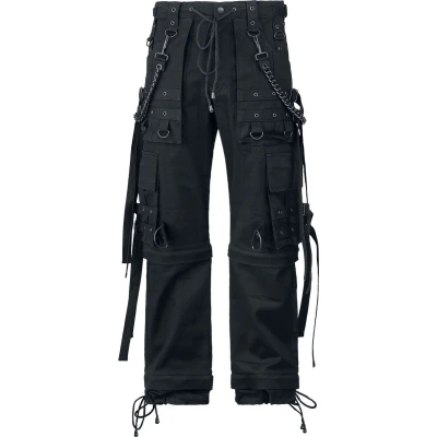 Afbeelding van Gothicana Zwarte cargo broek met klinknagels en kettingen Mannen W31L34