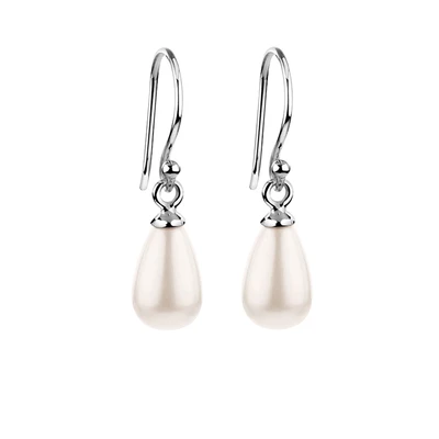 Afbeelding van Nenalina Dames Oorbellen Oor hanger ovaal klassiek met schelpkern parel in 925 sterling zilver