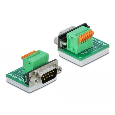 Afbeelding van Delock D Sub 9 mannelijk naar klemmenblok adapter met drukknop vertica