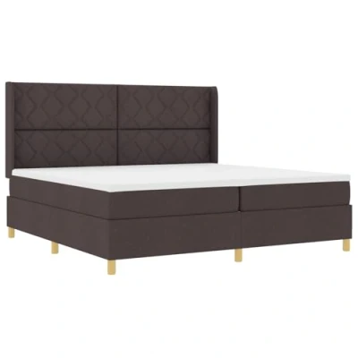 Afbeelding van vidaXL Boxspring Bed met Matras &amp; LED Donkerbruin 200x200 cm Stof
