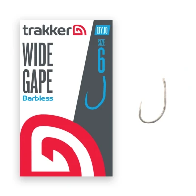 Afbeelding van Trakker Wide Gape Hooks Barbless Haakmaat 6 (10 Stuks) Karperhaken