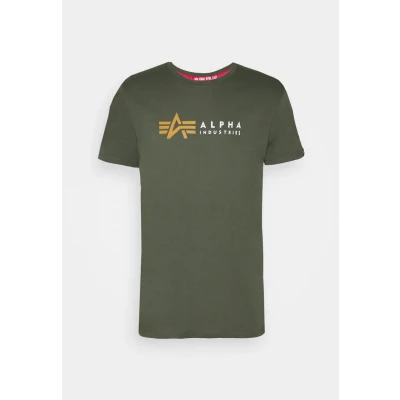 Afbeelding van Alpha Industries Label Tshirt print, Heren, Maat: XL, Dark olive