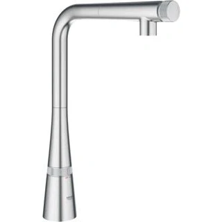 Afbeelding van Grohe zedra smartcontrol keukenmengkraan l uitloop met uittrekbare mousseur drukknopbediening en waterbesparende optie supersteel 31593dc2