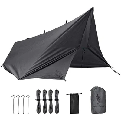 Afbeelding van FREE SOLDIER Tarp Waterdicht tentzeil, 3 x 3,2 m, ultralicht, uv bescherming, camping, zonwering, outdoor, multifunctioneel, groot, voor kamperen, wandelen, outdoor activiteiten, grijs, met spijkers