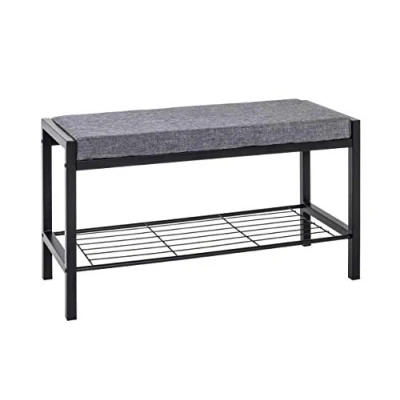 Afbeelding van HAKU Möbel schoenenrek, metaal, zwart/grijs, B 80 x D 32 H 48 cm