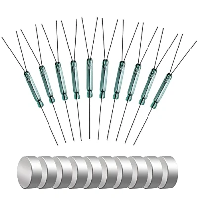 Afbeelding van Gebildet 10stuks 4W 3pins Glazen Reedcontact Reedschakelaar Sluiter N/O N/C SPDT, Magnetische Inductieschakelaar (2.5mm x 14mm) + 10 stuks Magneetstukken