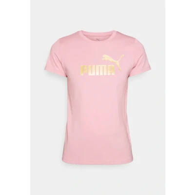Afbeelding van Puma LOGO Tshirt print Poised pink/metallic goldcoloured, Dames, Maat: XL, gold/coloured