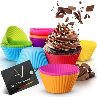 Afbeelding van Herbruikbare muffinvormpjes van hoogwaardig silicone, milieuvriendelijke vormen, cupcakevormpjes, bakvormen, 8 kleuren, set 24