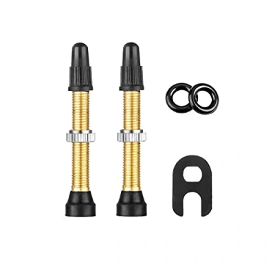 Afbeelding van HZJD 2 stuks Presta binnenbandloze fietsventielen, tubeless ventielstang van hoogwaardig messing (40 mm), 1 stuk ventielkern verwijderingsgereedschap