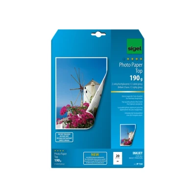 Afbeelding van Inkjetpapier Sigel A4 190g Foto papier hoogglans dubbelzijdig