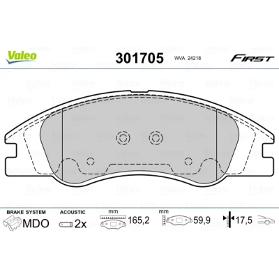 Afbeelding van Valeo Remblokset 301705