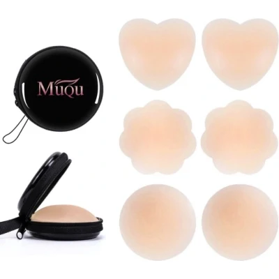 Afbeelding van MuQu Tepelcovers Tepelbedekkers Onzichtbaar Silicagel Tepelhoedje Tepel bh Nipple Covers Herbruikbaar Set van 3 paar