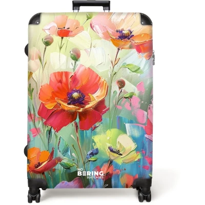 Afbeelding van NoBoringSuitcases.com® Koffer groot Reiskoffer lichtgewicht Abstracte bloemen Rolkoffer met 4 wielen Grote trolley XL 98 liter bagage